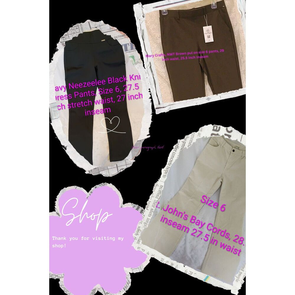 Office wear Pants Bundle, Women's 6, Mary Crafts NWT, St John's Bay & Neezeelee